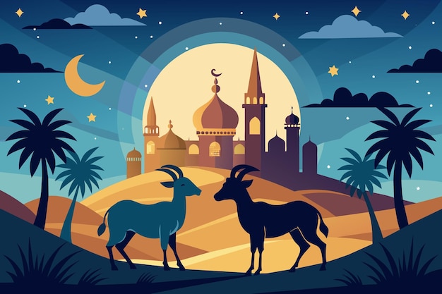 Zdjęcie ilustracja eid aladha ilustracja kozy