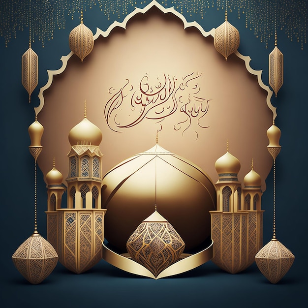 Ilustracja Eid Mubarak 3d