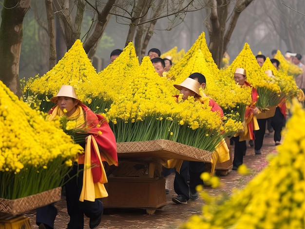 ilustracja Festiwal Ching Ming w kolorze żółtym