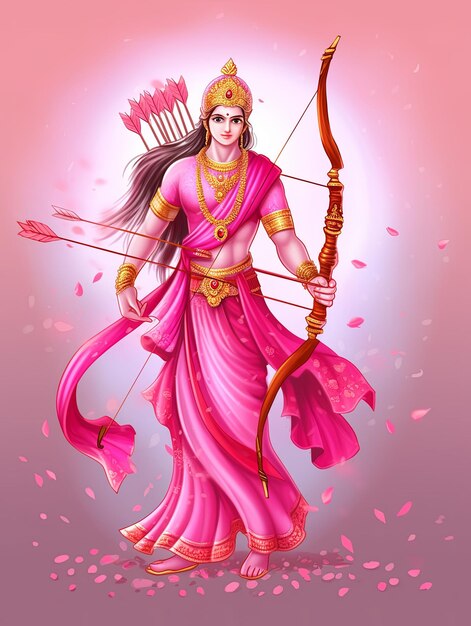 ilustracja Festiwal Rama Navami w kolorze różowym