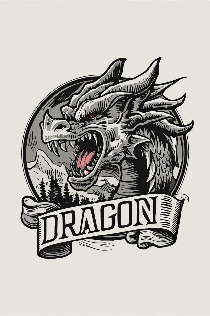 Zdjęcie ilustracja fierce dragon dla fantasy art and design tattoo concept