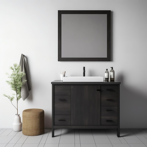 ilustracja Fotografia przedstawiająca wnętrze nowoczesnej łazienki czarnego nietoperza