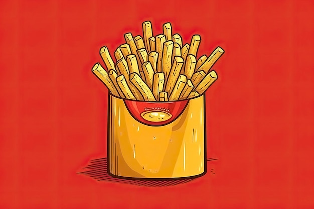 Ilustracja frytki Ilustracja żywności Generative AI