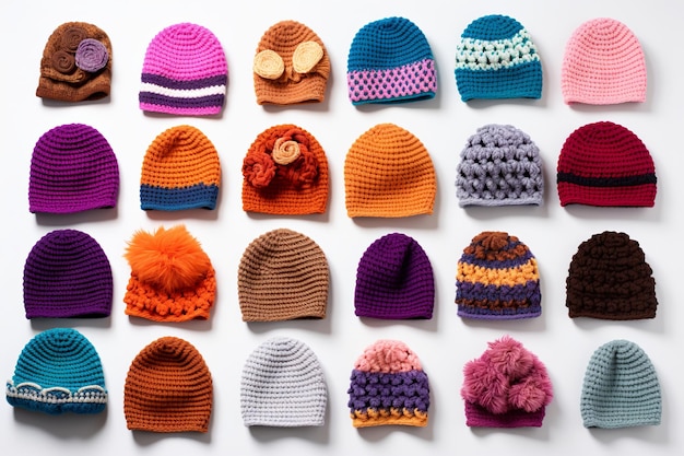 ilustracja Funky Crochet Hat Assortment Design a selectionr