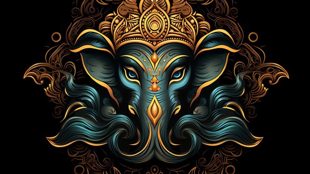 Ilustracja Ganesha Aum Hindu Diwali India