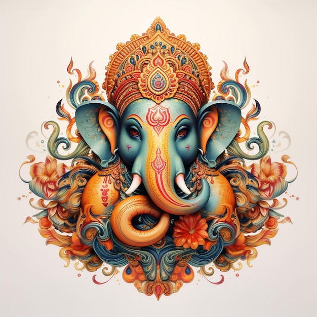 ilustracja Ganesha Aum hinduskiej karty ślubnej Diwali Indie