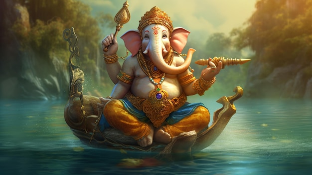 Ilustracja Ganesha dla Ganesha Chaturthi i Diwali Generative Ai