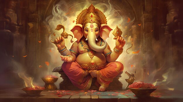 Ilustracja Ganesha dla Ganesha Chaturthi i Diwali Generative Ai