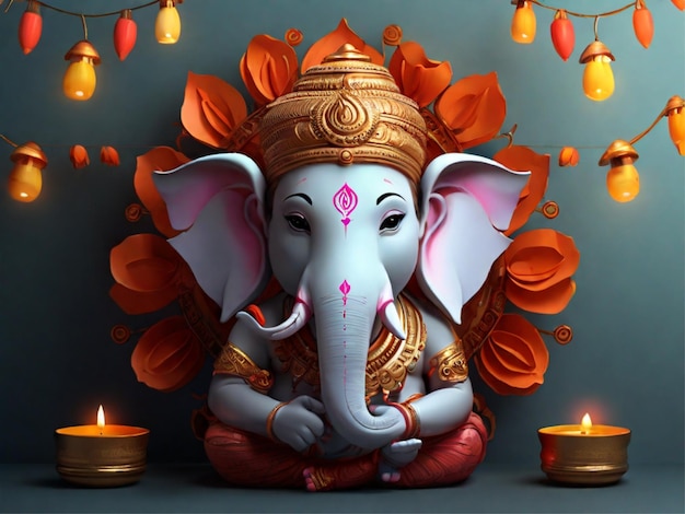 Ilustracja Ganesha dla Ganesha Chaturthi i Diwali