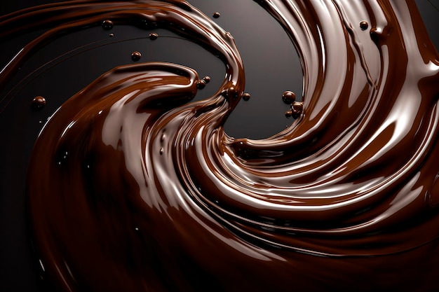 Ilustracja generatywna AI przedstawiająca czekoladowe tło z ruchami fal Widok z góry