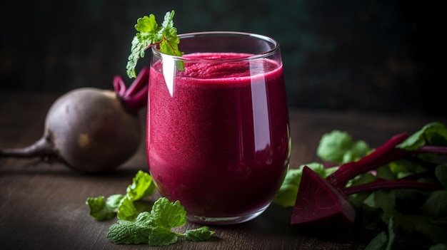 Ilustracja Generatywna sztuczna inteligencja Smoothie z buraków gęsty warzywny zdrowy napój w szklance