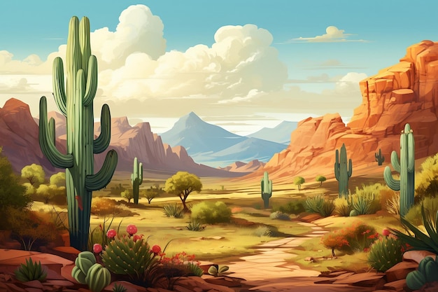 Ilustracja generatywnego krajobrazu pustyni Ai
