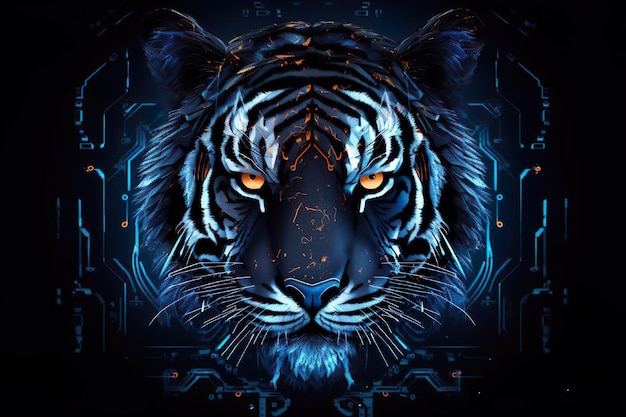 Ilustracja głowy tygrysa na białym tle wygenerowane ai