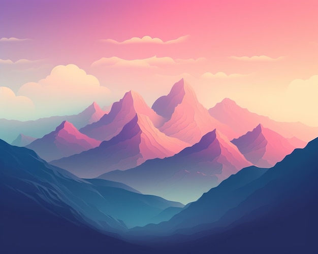 Ilustracja góry gradient pastelowe tapety abstrakcyjne tło Generative AI