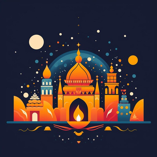 Ilustracja graficzna Diwali w stylu Memphis