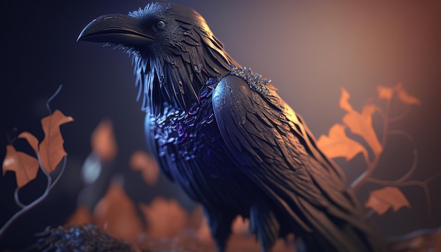 Ilustracja grafiki cyfrowej Raven Generative AI