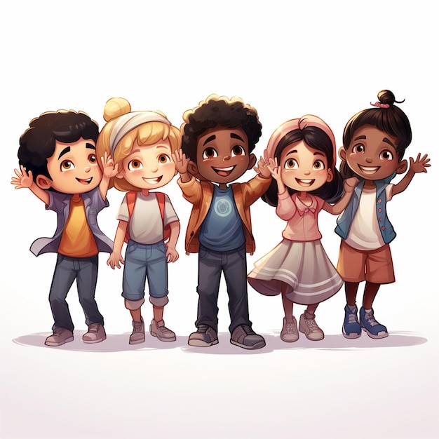 Ilustracja grupy dzieci stojących razem