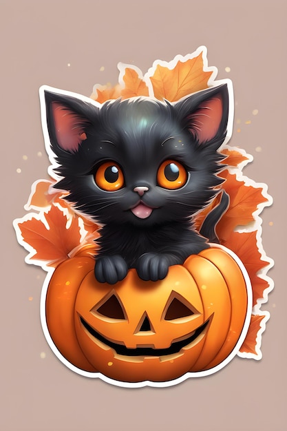 Ilustracja Halloween i kot