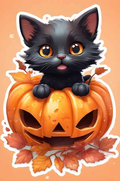 Ilustracja Halloween i kot