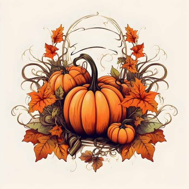 ilustracja Halloweenowy jesienny styl kreskówki