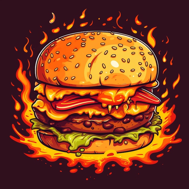 Ilustracja hamburgera w stylu komiksowym