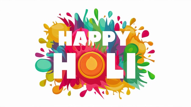Ilustracja Happy Holi w kolorowym tekście