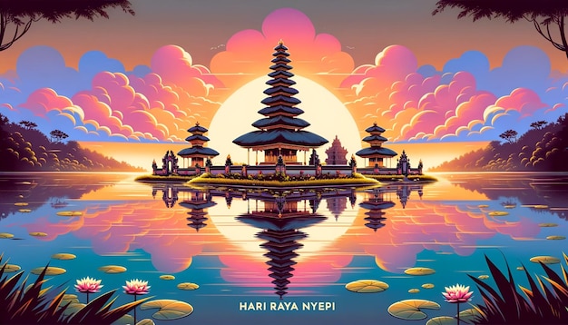 Ilustracja Hari raya nyepi w stylu płaskim