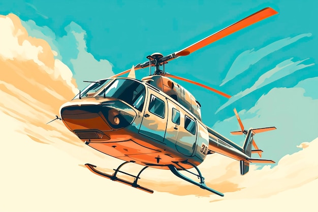 Ilustracja helikoptera Ilustracja transportu Generacyjna sztuczna inteligencja