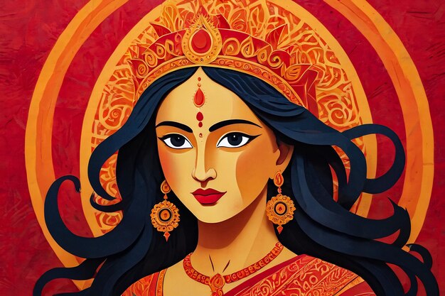 ilustracja hinduskiej bogini Durga Mata Indyjskie święto