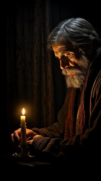 ilustracja hiszpańskiej modlitwy nocnej w domu, widok z boku świecy, cyfrowy