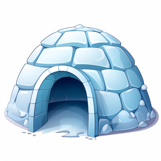 Ilustracja igloo w śniegu na białym tle