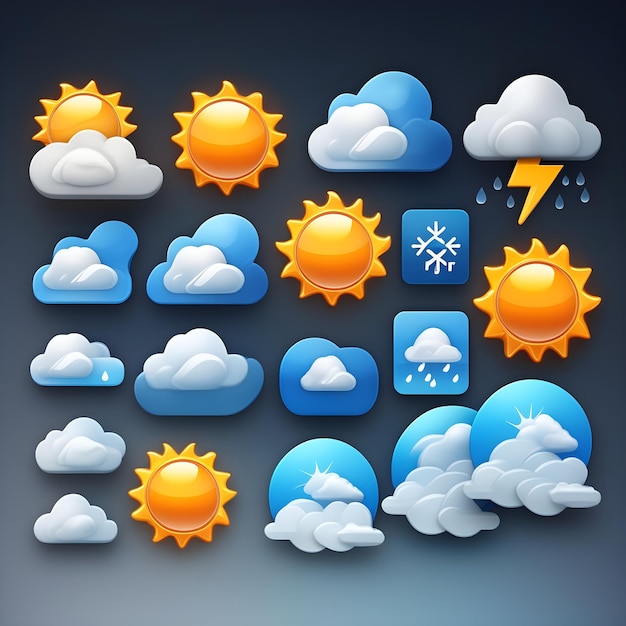 Ilustracja ikon pogody w tle