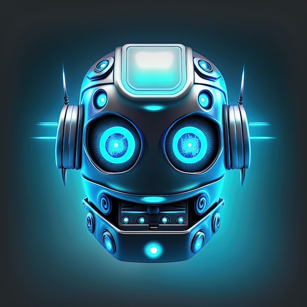 Ilustracja ikony robota na niebieskim generatywnym AI