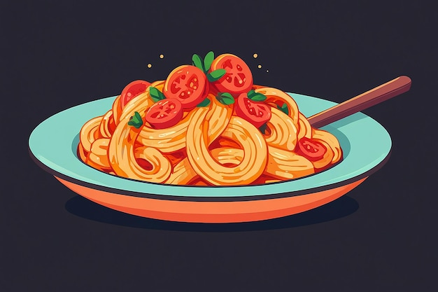 Ilustracja ikony wektorowej kreskówki spaghetti