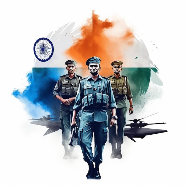 Zdjęcie ilustracja ilustracji dnia indyjskich sił powietrznych z flagą indii