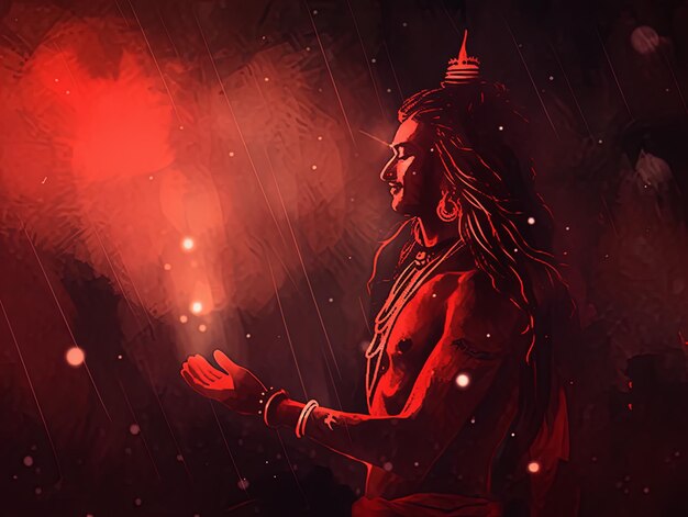 Zdjęcie ilustracja india maha shivratri w czerwonym kolorze