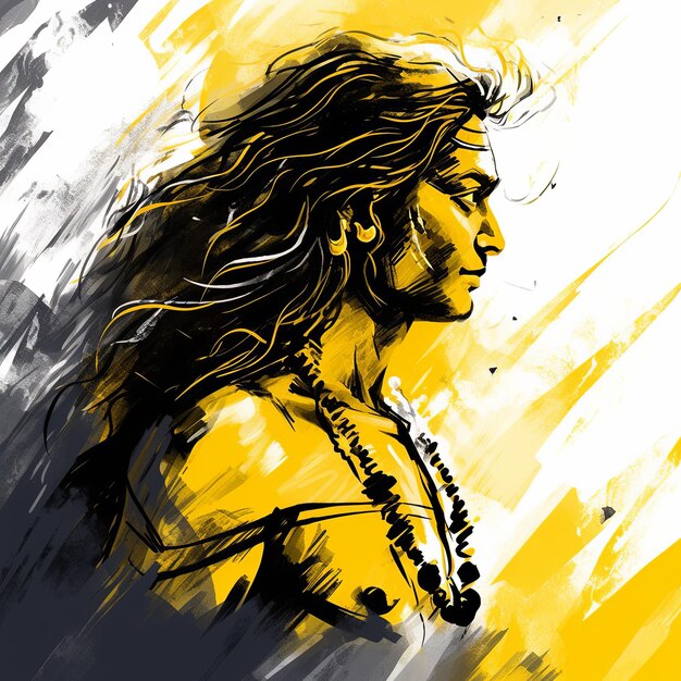 Ilustracja India Maha Shivratri w kolorze żółtym