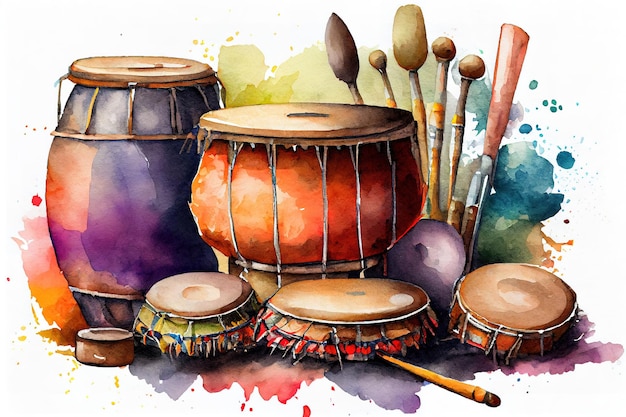 Ilustracja indyjskiego instrumentu muzycznego Generative Ai