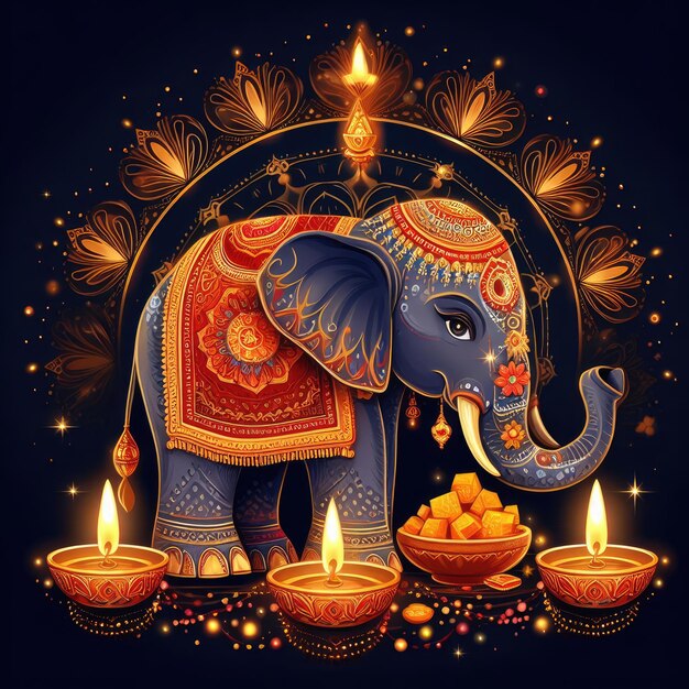 Ilustracja indyjskiego święta Diwali