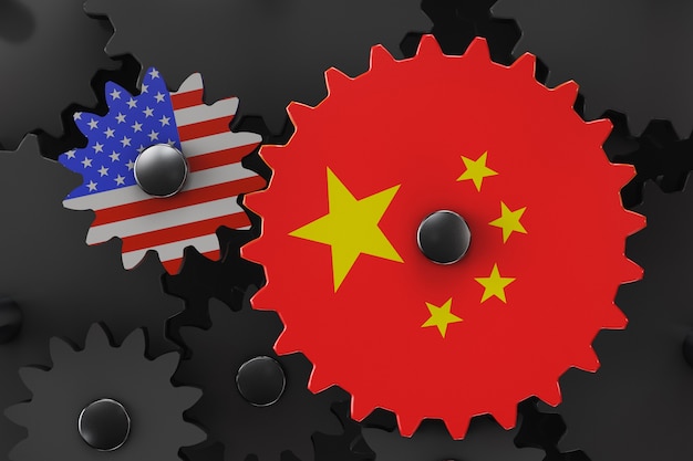 Ilustracja interakcji gospodarczych w USA i Chinach
