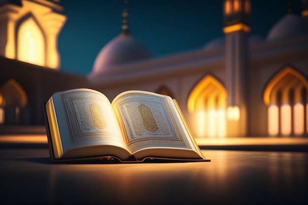Ilustracja islamskiego meczetu Eid al Adha Arabskie lampiony i islamskie tło Arabska historia 3d