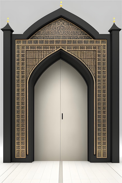 Zdjęcie ilustracja islamskiej bramy z czarną teksturą