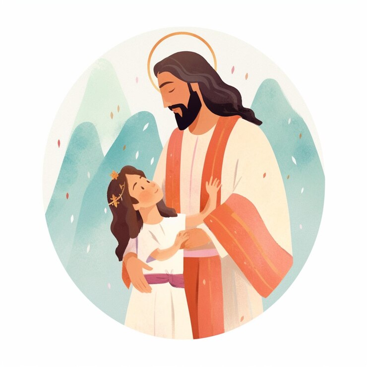 Zdjęcie ilustracja jezusa z dzieckiem