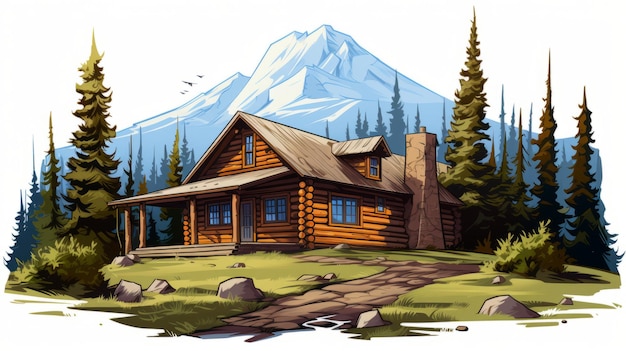 Ilustracja kabiny górskiej Precyzyjne malowanie z realizmem kreskówek