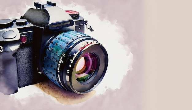 Ilustracja kamery fotograficznej w stylu akwarelu