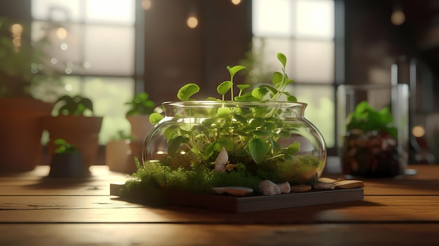 Ilustracja kiełków Microgreens Generative AI