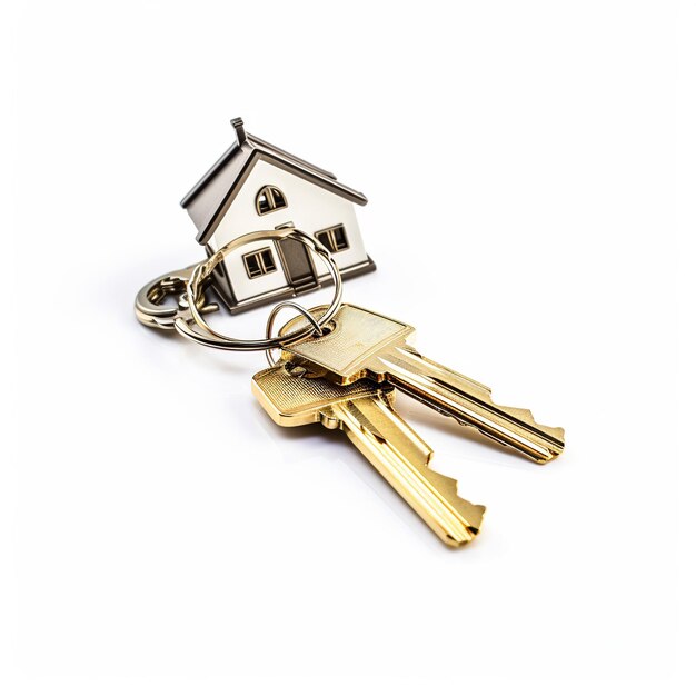 ilustracja kluczy izolowanych Brelok w kształcie domu i izolowane klucze