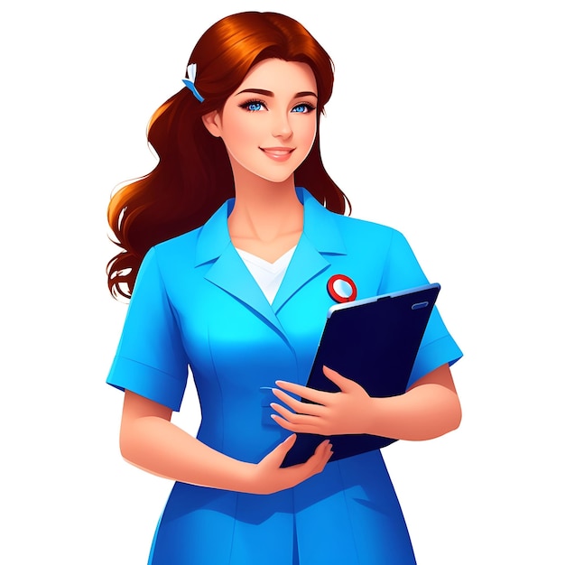 ilustracja kobieta kolor niebieski morza mundur pielęgniarka obrazy z ai generowane
