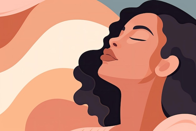Ilustracja kobiety śpiącej na łóżku