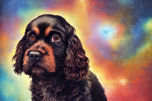 Ilustracja kolor szczeniaka cocker spaniel